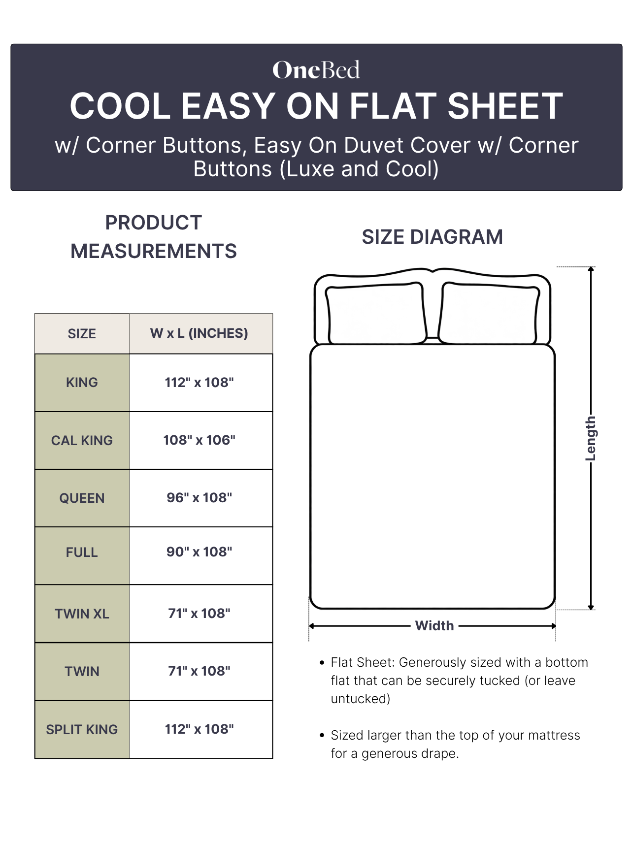 Cool Easy On Flat Sheet (w/ Corner Buttons)